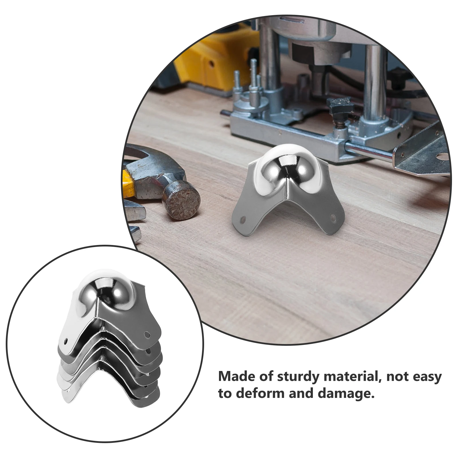ตัวป้องกันมุมโลหะ 6 ชิ้น สีเงิน สำหรับป้องกันขอบตู้ โต๊ะ แอมป์ ลำโพง