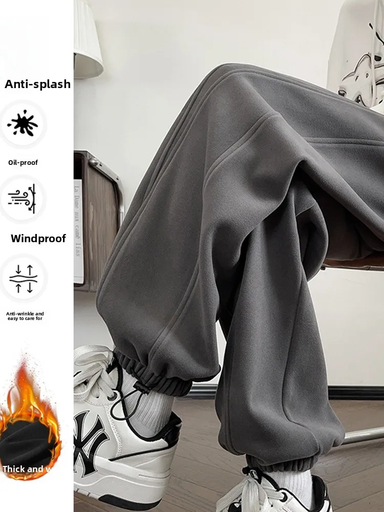 

Водонепроницаемые ветрозащитные мужские брюки с флисовой подкладкой, осенние, в американском стиле хип-хоп, модные спортивные штаны-джоггеры с манжетами, брюки-харем