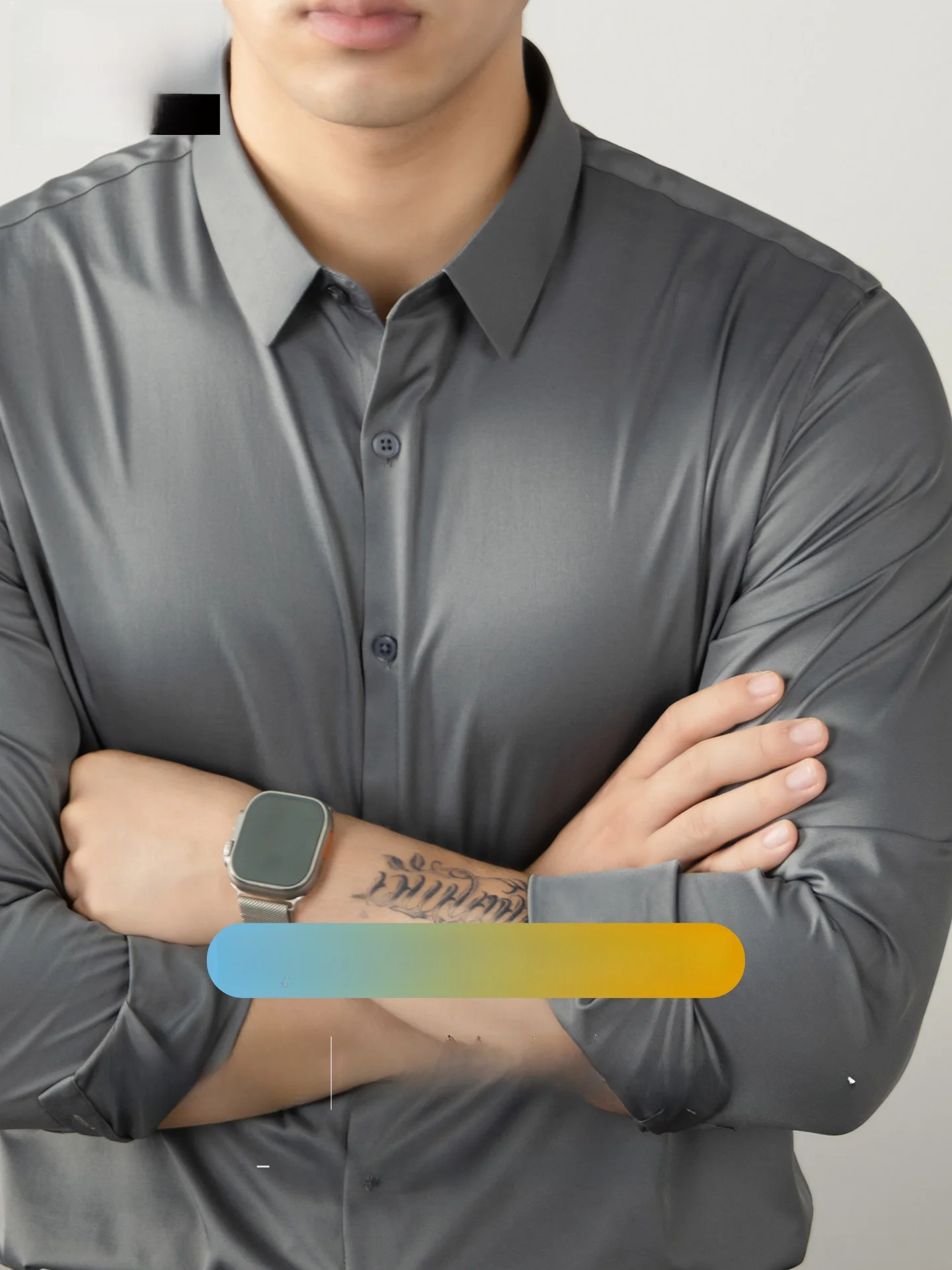 Camisa Masculina de Seda Gelada Sem Passar a Ferro, Fina de Verão, Manga Longa, Antirrugas, Casual de Negócios, Caimento Solt...