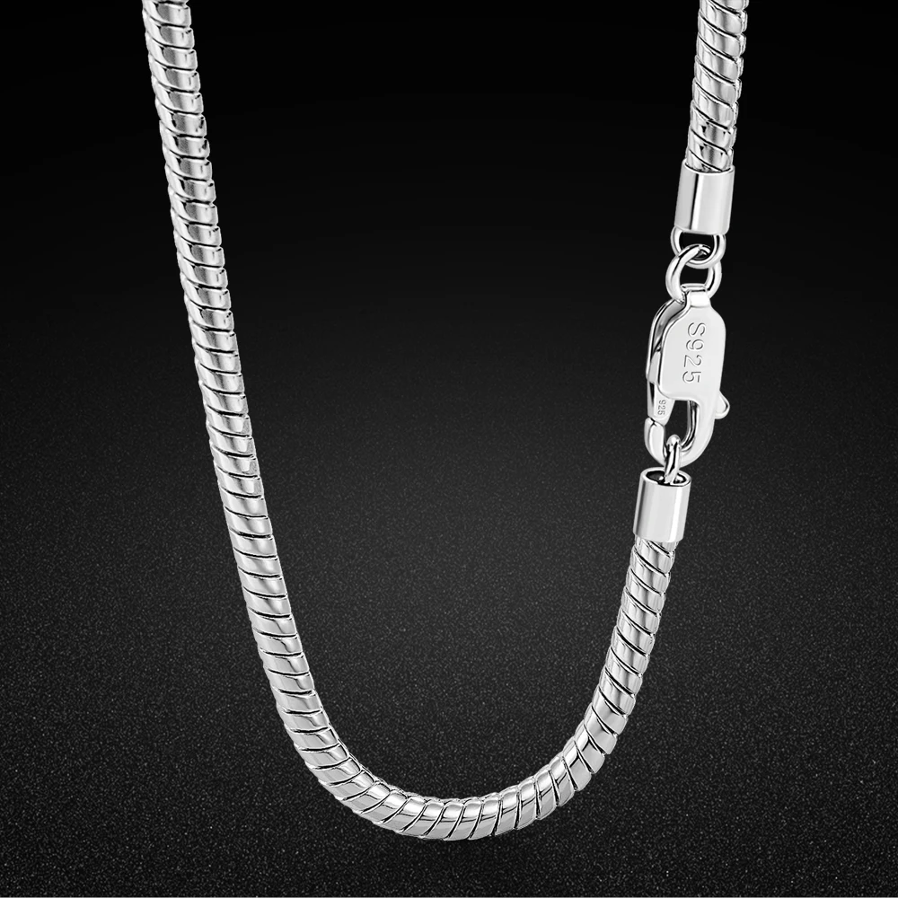 925 Sterling Silver Snake Chain Necklace for Women Simple Long Snake Bone Chain Necklace Clavicle Chain Party Jewelry Fine