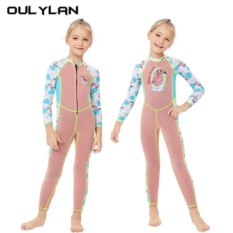 Kids Wetsuit 2mm Full Suit Neoprene Swimming Suit Long Sleeve Diving Suit Front Zipper Thermal Swimsuit for Children Junior