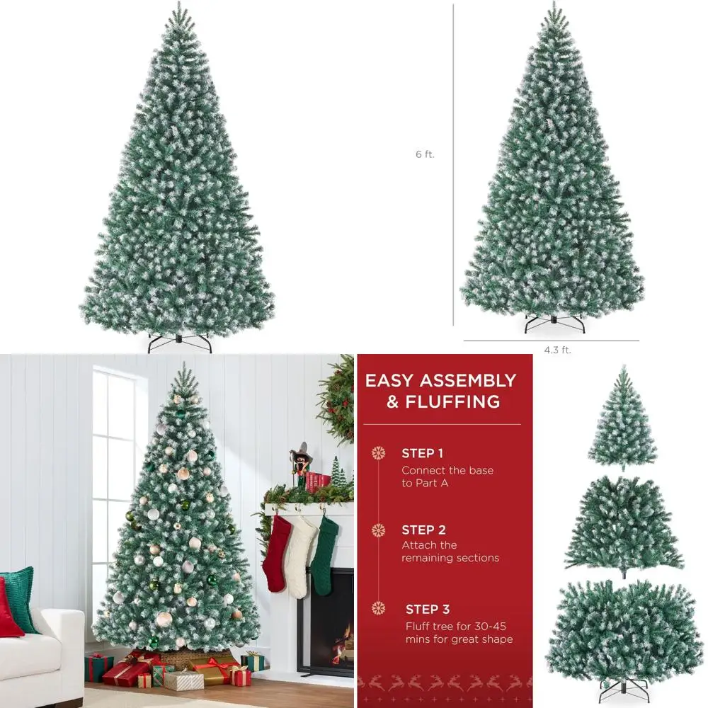 

Реалистичная еловая рождественская елка премиум-класса высотой 6 футов с плотными ветвями, металлом, идеально подходит для праздничного декора