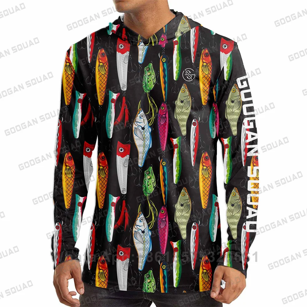Men\'s Long Sleeve Hoodie Performance Fishing Shirts Fishing Wear Camisa De Pesca UV Protect Fishing Hiking Hoodie Tops Clothing