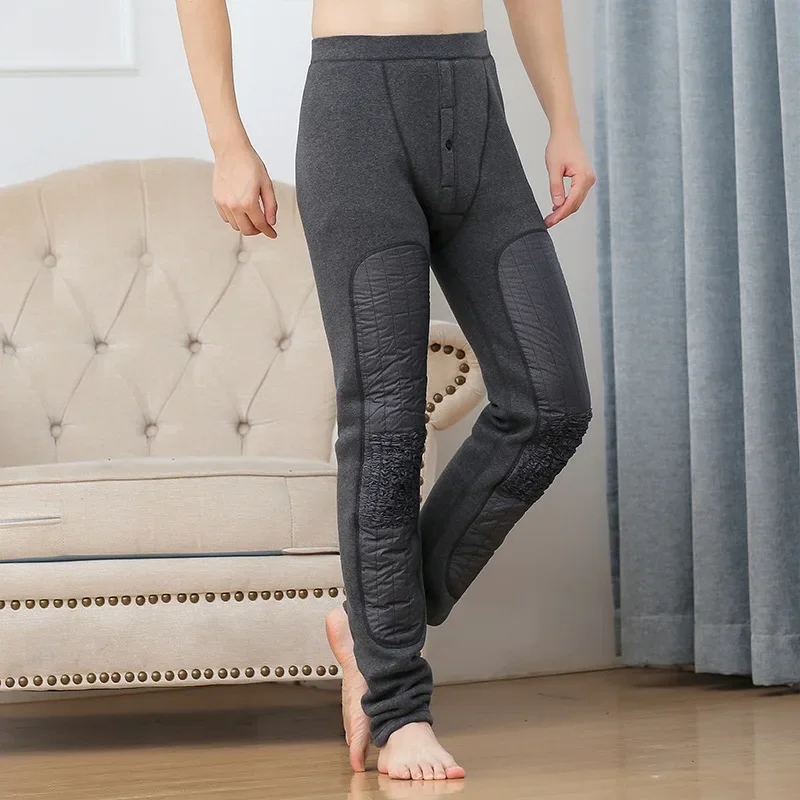 Berber Fleece Leggings 116CM Tall Men Warm Winter Outdoor Knee Windproof Thermal Underwear Plus Size 6XL Extra Long Johns Pants image 2