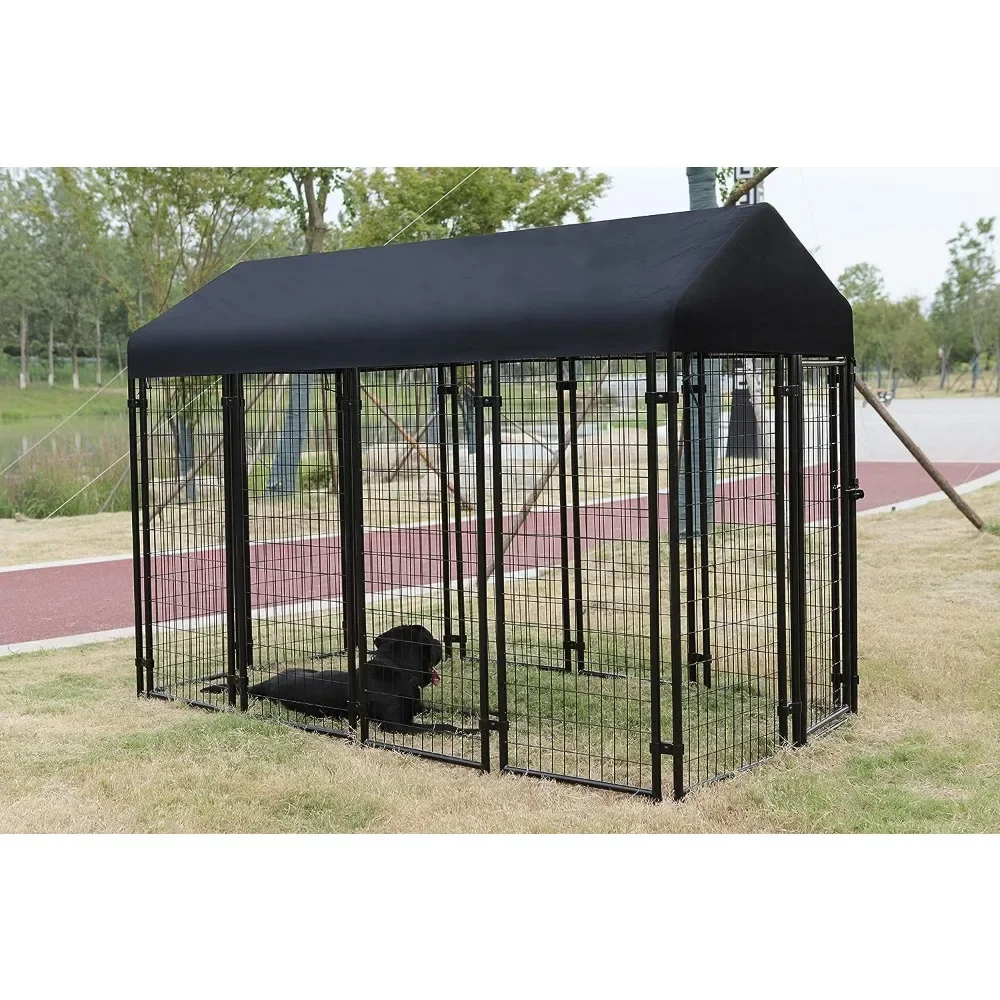 Imagem -06 - Rectangular Outdoor Wire Crate Kennel para Pet Dog And Cat House Grande Pet Preto para Casa 102x48x72 Polegadas