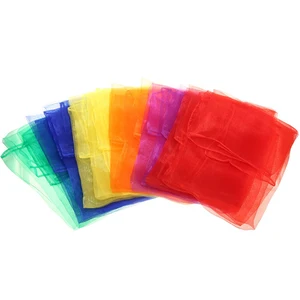 12 pçs 60*60cm panos de malabarismo toalhas de ginástica dança lenços de seda vermelho amarelo laranja azul roxo verde desigual cachecóis 8 principais vendas cachecol verde e amarelo - №4