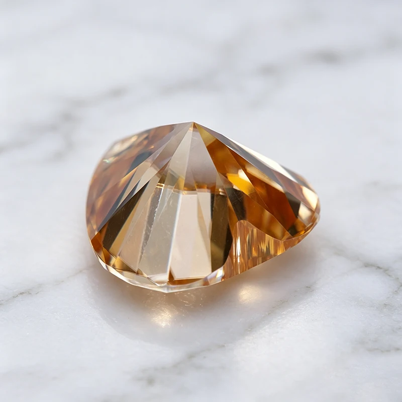 Moissanit-Stein Herzschliff Champagnerfarbe Anhänger Edelstein für DIY Schmuckherstellung Materialien Besteht Diamanttester mit Zertifikat – Detail 2