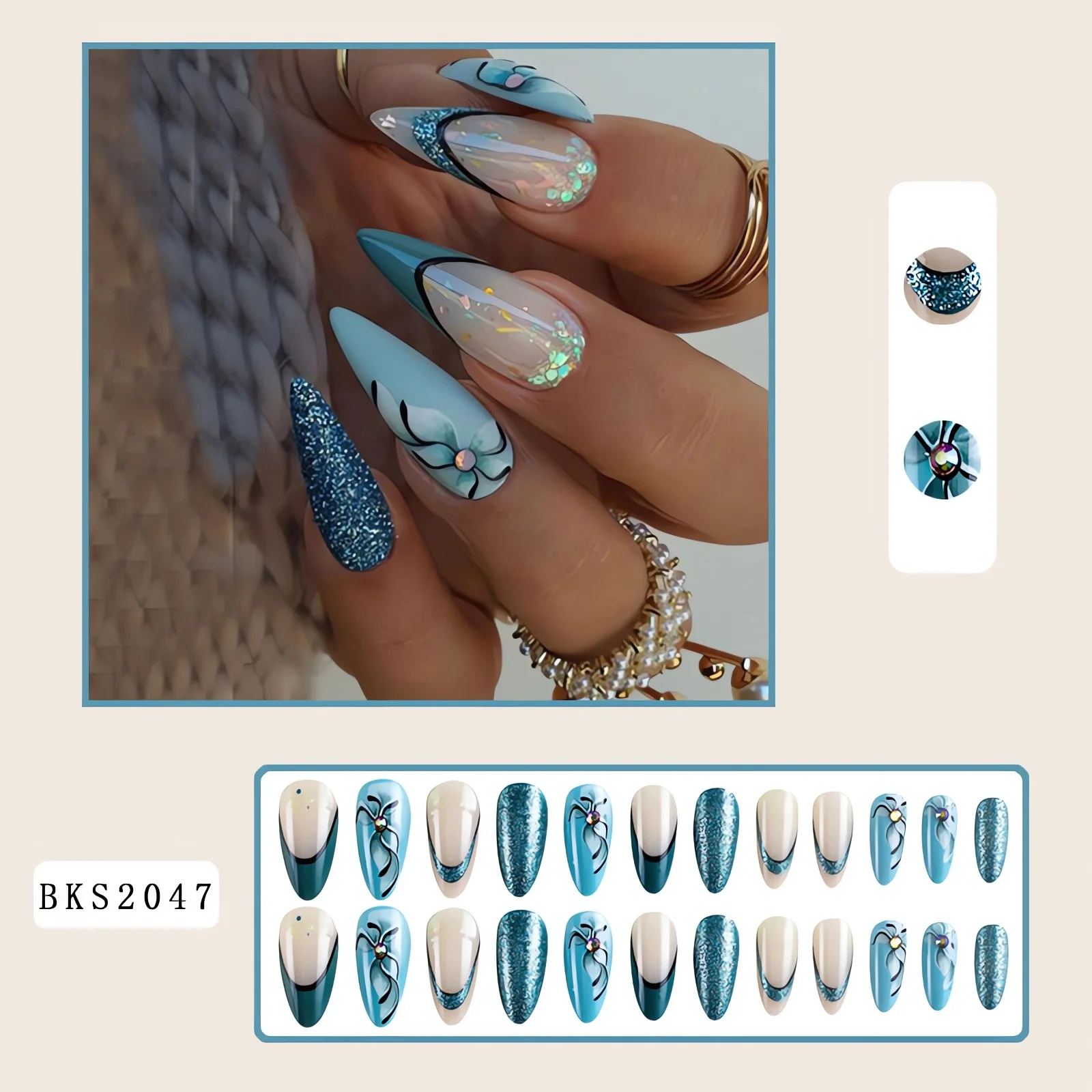 Blinging Crystal Nail Tips – Wearable Nail Art with Sparkling Diamonds for a Glamorous Look