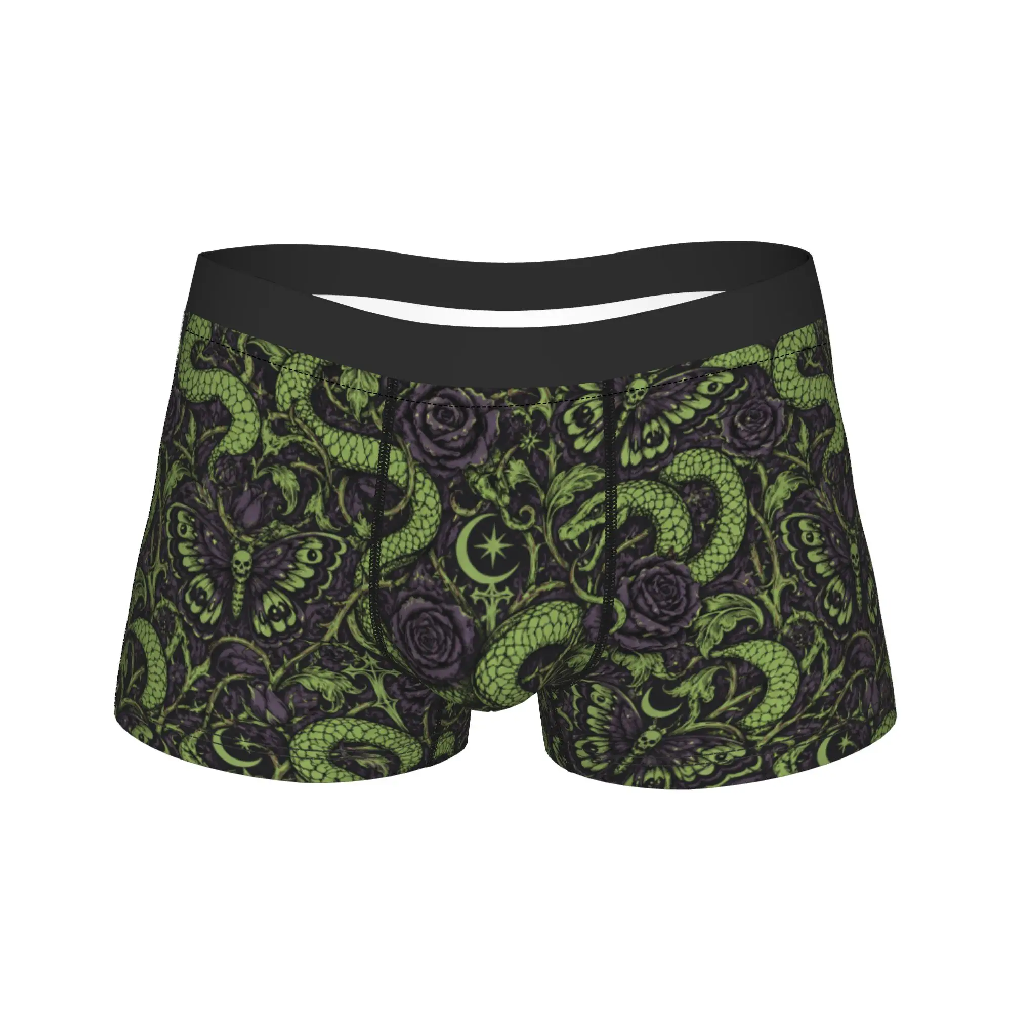 Fun Gothic Snake Rose Butterfly Print Underwear  Sexy Soft Panties Custom DIY Boxer Brief For Men Pouch Plus Size Trunk