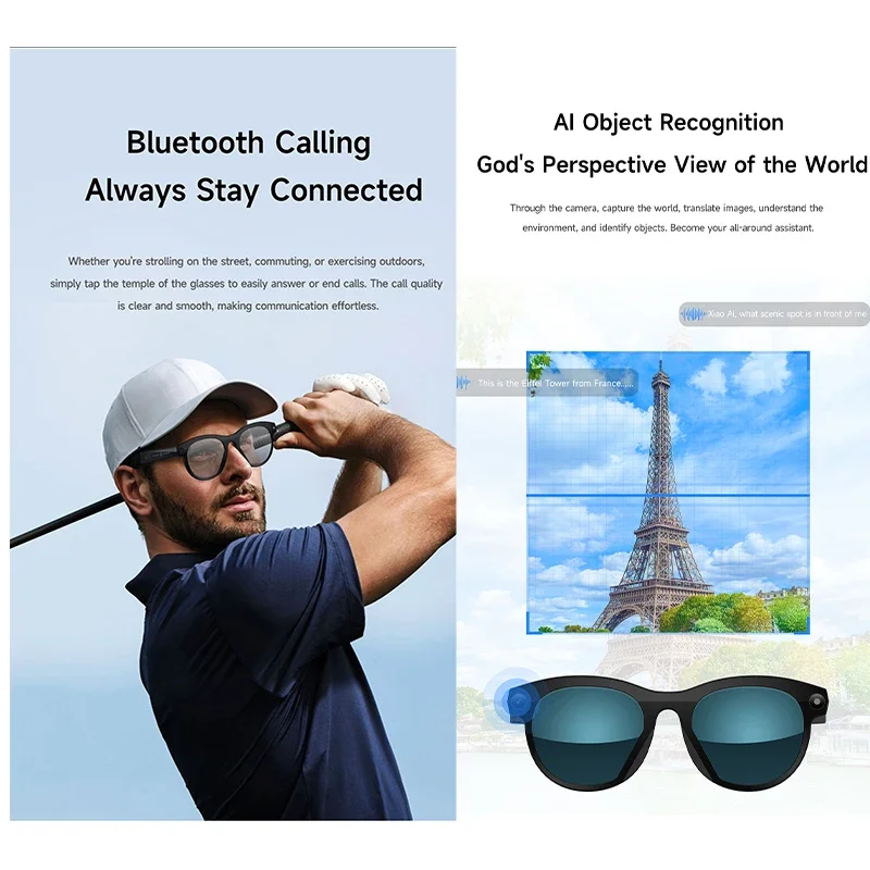 2025 New Al Image Recognition Smart Glasses WIFI Transmission Intelligent Translation 200W Camera Voice Assistant Smart Glasses