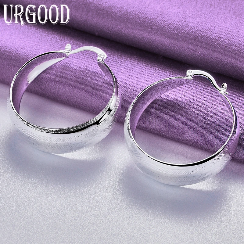 925 Sterling Silver Rodada Côncavo E Elegante Brincos Para As Mulheres Do Partido De Noivado De Casamento Moda Jóias Presente