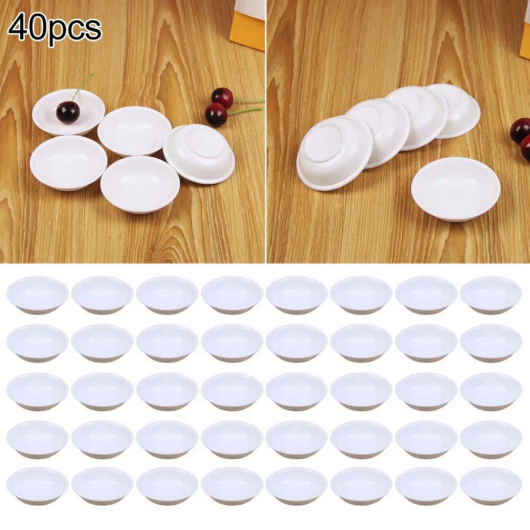 Plato para salsa, cuenco para remos, plato para condimentos portátil, salsa de soja, cuenco para especias, cuenco para vinagre, plástico PP blanco, 40 Uds., nuevo