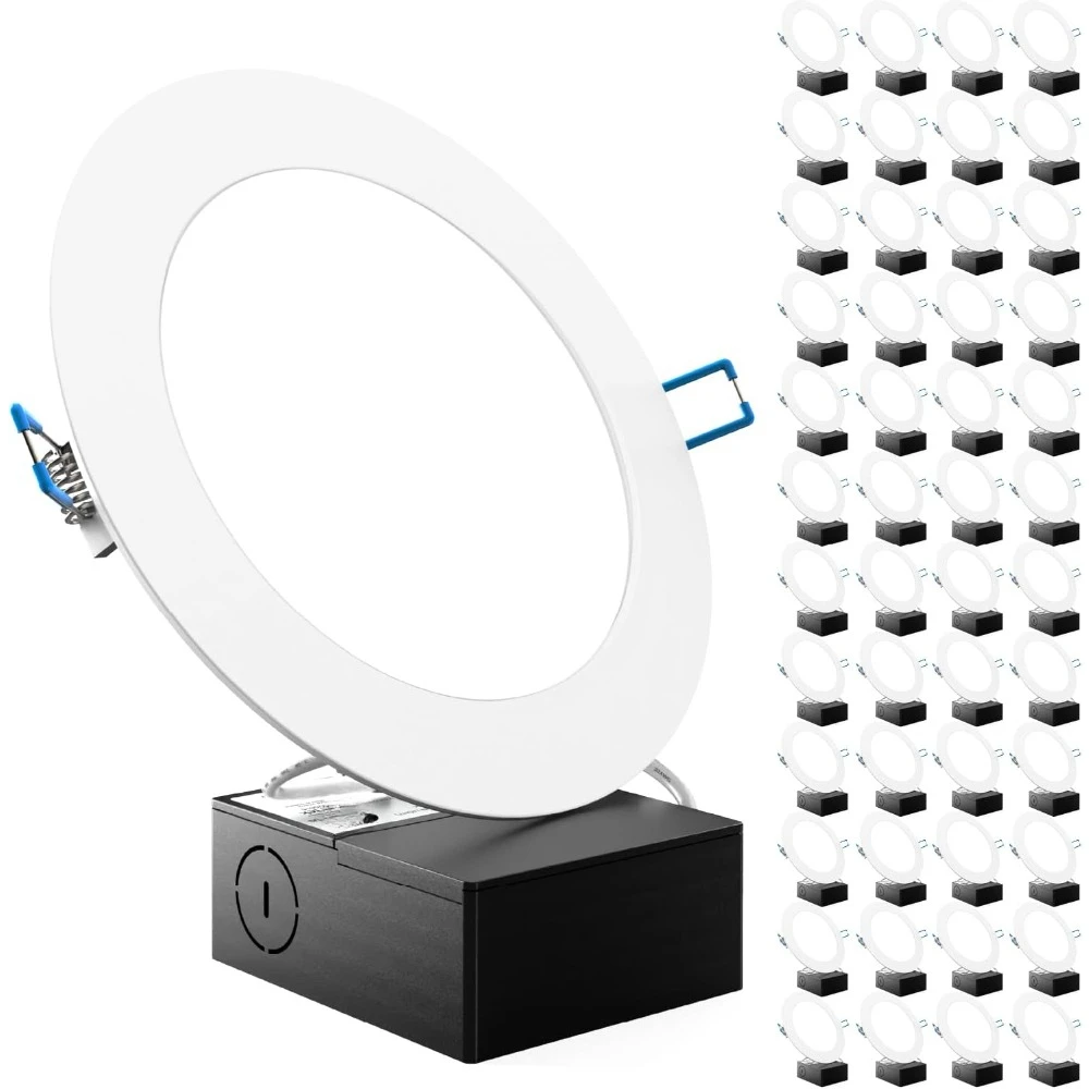 48 Pack 6 Inch Ultra Thin LED Recessed Ceiling Lights, Slim Canless with Junction Box, 850 LM, 5000K Daylight,Dimmable, 14W=100W