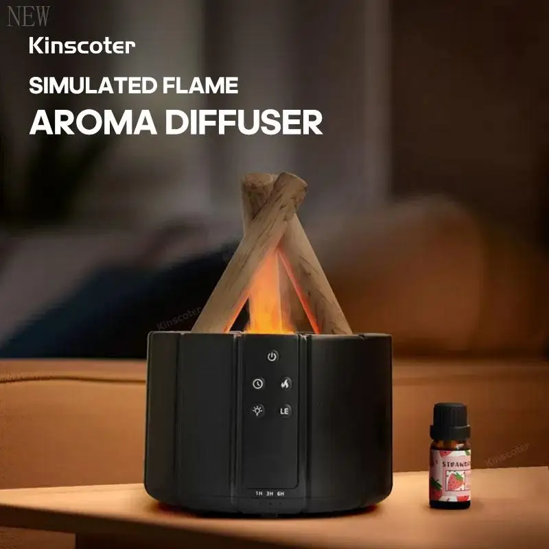 NEW Cute 2024 2024 For Control USB Air Humidifier  Diffuser Ultrasonic Bonfire Flame Light  Essential Oil Fragrance Perfume Mach