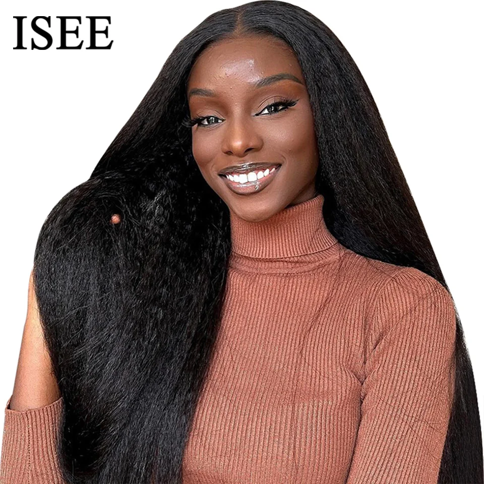 Wear Go Wig ISEE Hair Brazilian Kinky Straight 13x4 HD Lace Front Glueless Wig Hman Hair Ready To Wear Yaki Straight 6x4 Wig