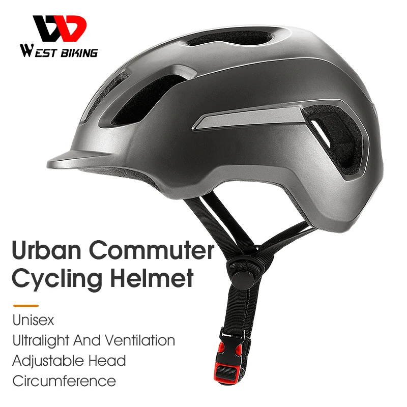 WEST BIKING Urban Leisure Commuter Helmet Integrated Molding Anti-collision Cycling Safety Helmets Comfortable Breathable Unisex