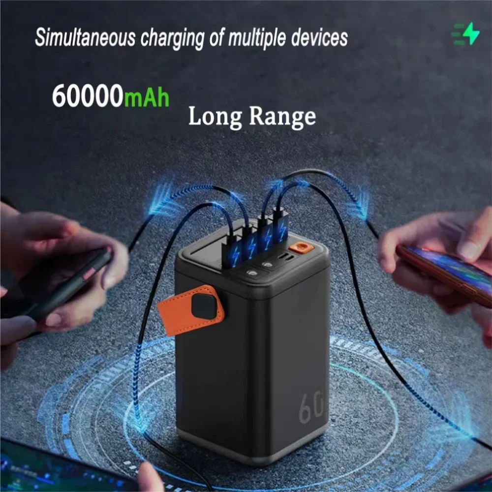 60000mAh Super Large Capacity Power Bank, Mobile Phone, Tablet, Outdoor Camping Emergency Mobile Power Supply 220V