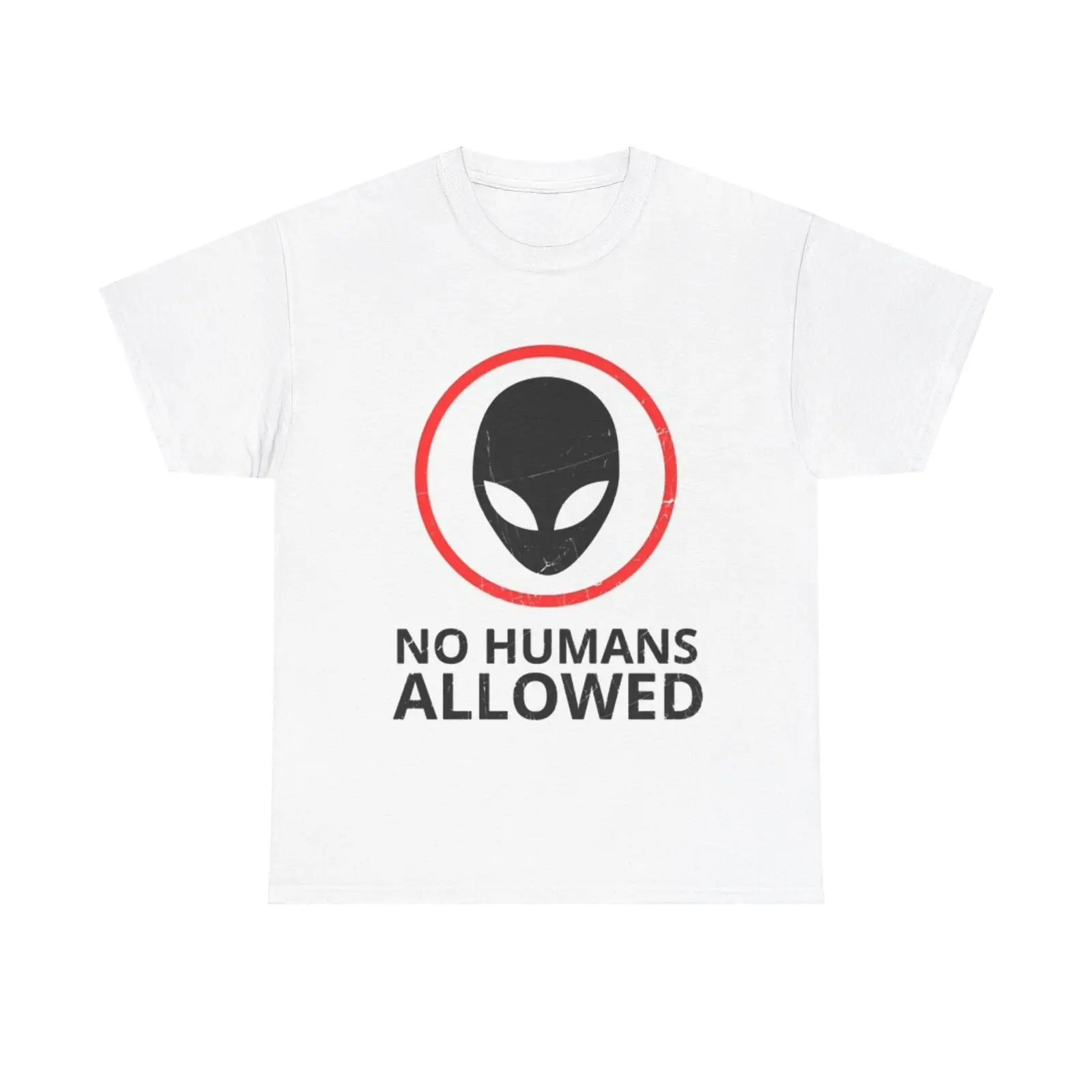 No Humans Allowed Alien Space Ship T Shirt Funny Heavy Cotton