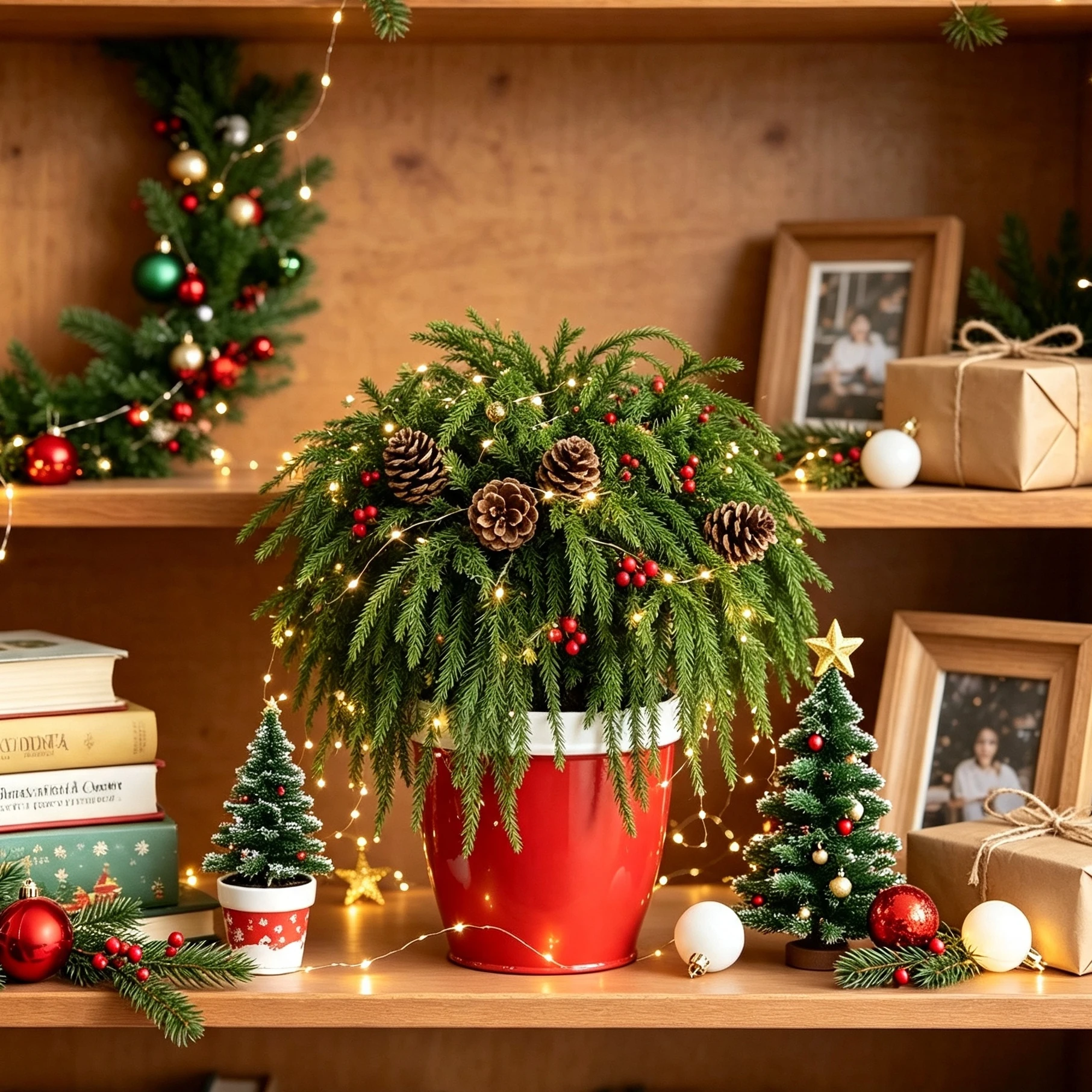 2/4pcs Artificial Plant Plastic Pine Needles Christmas Tree Filler Outdoor Wedding Holiday Garden Home Table DIY Decoration Prop
