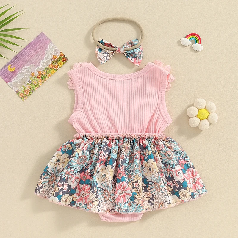 ​Newborn Baby Girl Outfits Flower Embroidery Romper Jumpsuit Cute Clothes and Headband Photoshoot Outfits