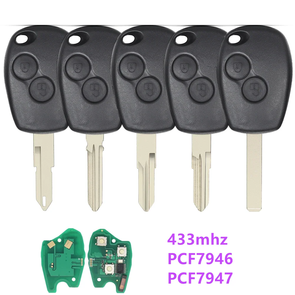 Chiave remota a 2 pulsanti per Renault Duster Modus Clio 3 Twingo DACIA Logan Sandero Kangoo 433MHz PCF7946 PCF7947 Chip