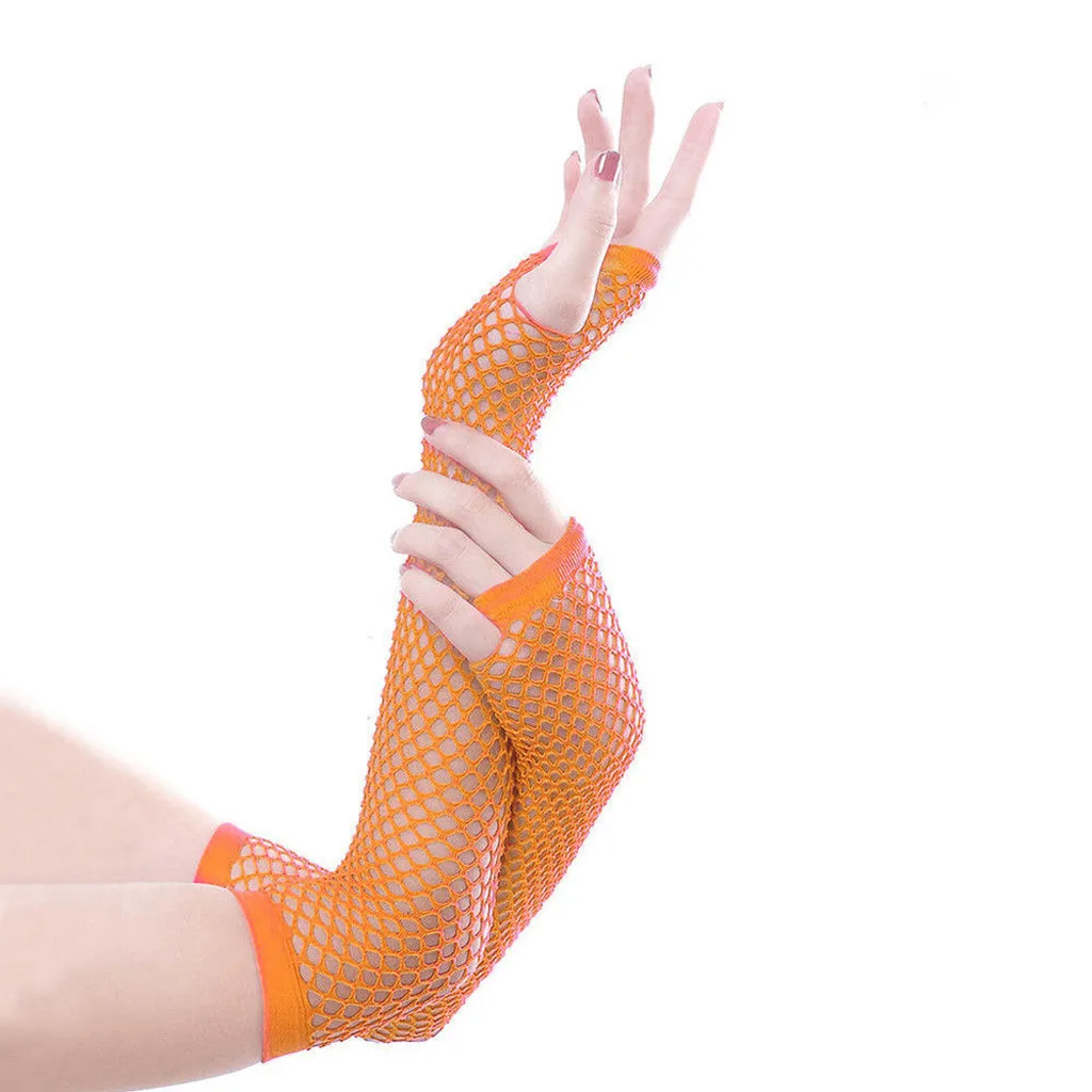 New Fashion Neon Fishnet Fingerless Long Gloves Leg Arm Cuff Party Wear Fancy Dress For Womens Sexy Beautiful Arm Warmer