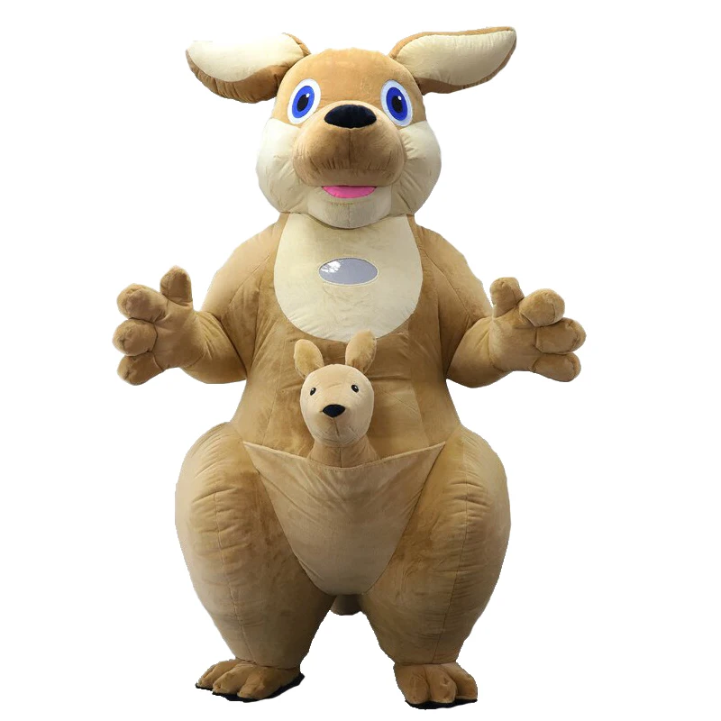 

2024 Inflatable Brown Kangaroo Mascot Costume Cosplay Suit for Adult Halloween Christmas Party Carnival Funny Animal Suit