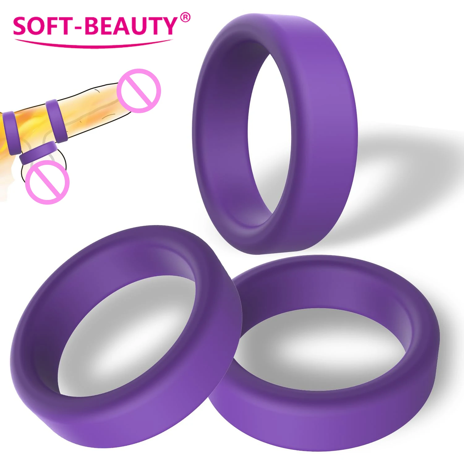 Penis Ring Reusable Male Chasity Cage Scrotum Stretcher Delayed Ejaculation Silicone Cock Ring Penis Enlargement Sex Toy for Men