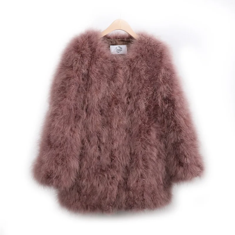 Fashion 100% Real Marabou Feather Fur Coat Ostrich Feather Women Jacket Elegant Luxury Autumn Winter Top Clothes