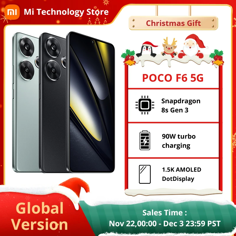 Global Version POCO F6 5G NFC Snapdragon®8s Gen 3 120Hz 90W Turbo Charging 5000mAh Battary Smartphone