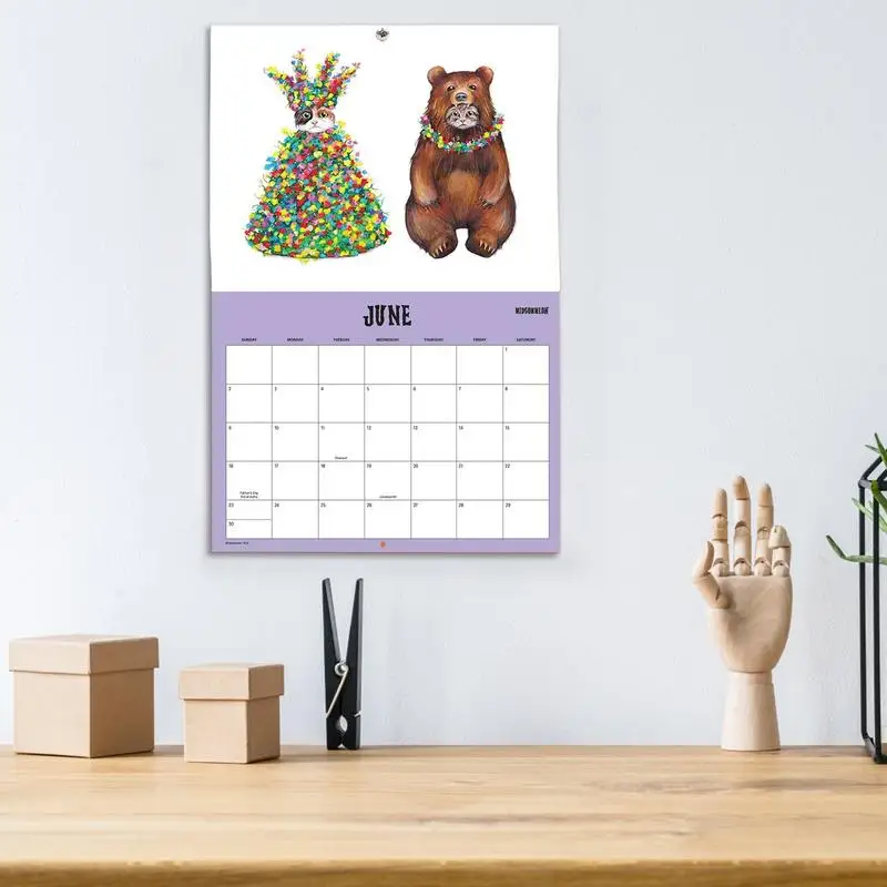 Cat Wall Calendar for Monthly Wall, Scaredy Wall Calendar, 12 Meses, 24 Meses, 2024 Meses, 2024