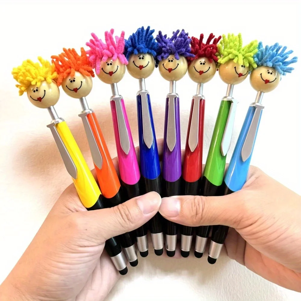 

6 шт., милая плюшевая кукла, ручка с головой, кнопка, шариковая ручка, смайлик, стилус, подарок для письма, сенсорные экраны