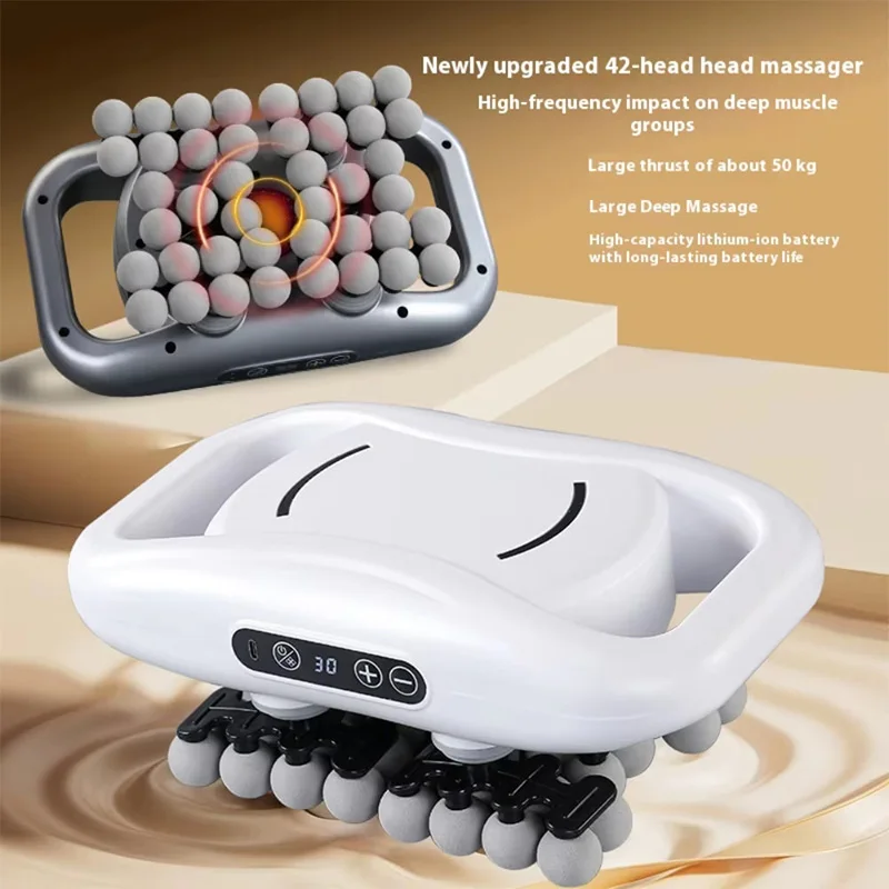 Professional Multi-Head Fascia Gun Powerful Deep Tissue Massage High Frequency Vibration Back Waist Hip Leg Body Muscle Massager