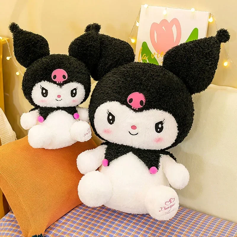 Kawaii Sanrio Kuromi pluszowa zabawka wypchane zwierzęta lalka-królik kreskówka śliczna poduszka poduszka wystrój pokoju Anime Peluche zabawka prezent