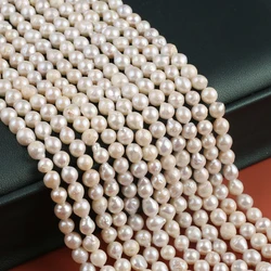 5-6 Mm White Freshwater Natural Pearl Nearly Round Baroque Spacer Beads for Jewelry Making DIY Necklace Bracelet Accessories