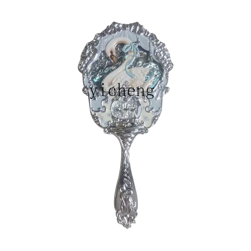 mirror swan ballet periphery handheld mirror blue and white porcelain chocolate