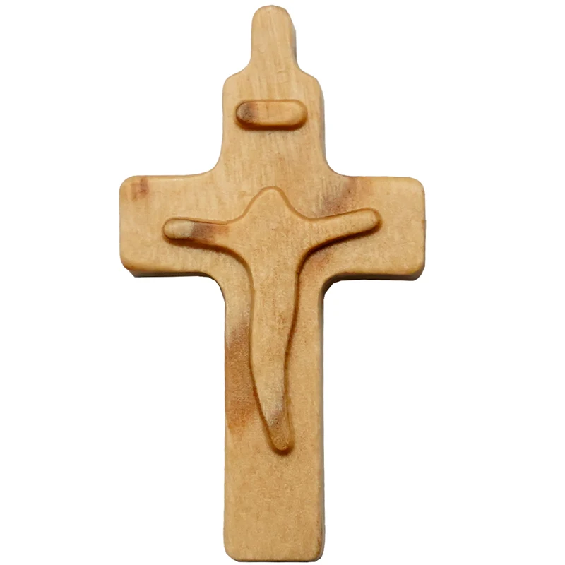 Olive Wood Carved Cross Pendant 2-4.5cm Prayer Beads Accessories DIY Handmade