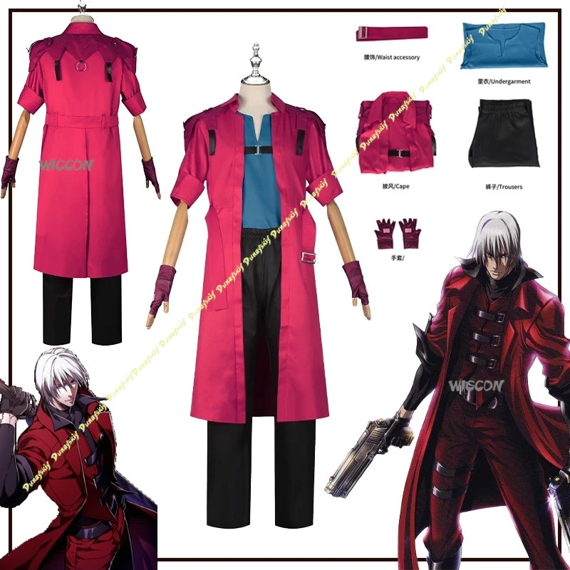 

Anime Game Cosplay Costume Dan tte Daily Suit Model Clothe Coat Red Glove Accessories Men Boys Cape Trousers Christmas Halloween