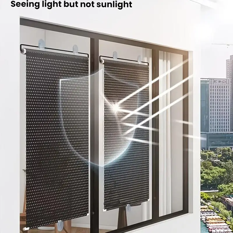 Tragbare, einziehbare Rollvorhänge mit Saugnäpfen, Sonnenschutz und Wärmeisolierung, perfekt für Fenster zu Hause und im Auto. – Detail 7
