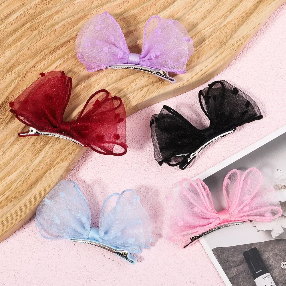 2Pcs Girls Sweet Chiffon Bows Hairpins for Baby Kids Hair Clips Cute Hair Pins Barrettes Headband Fashion Hair Accessories