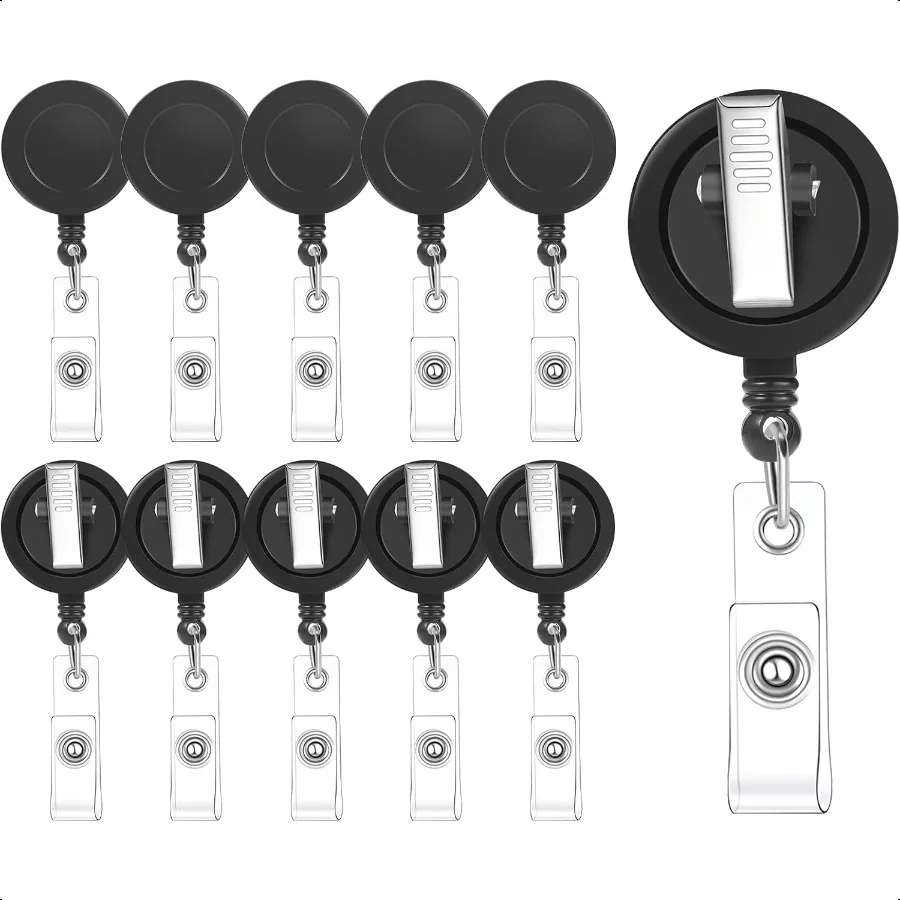 

30 Pieces Retractable Badge Reels with Swivel Alligator Clip Badge Reels Holder Badge Reel Clips for Teacher Office Black