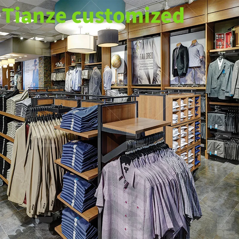 

{customized}Fashion Men Clothing Store Fixtures Display Stand Clothing Store Showcase