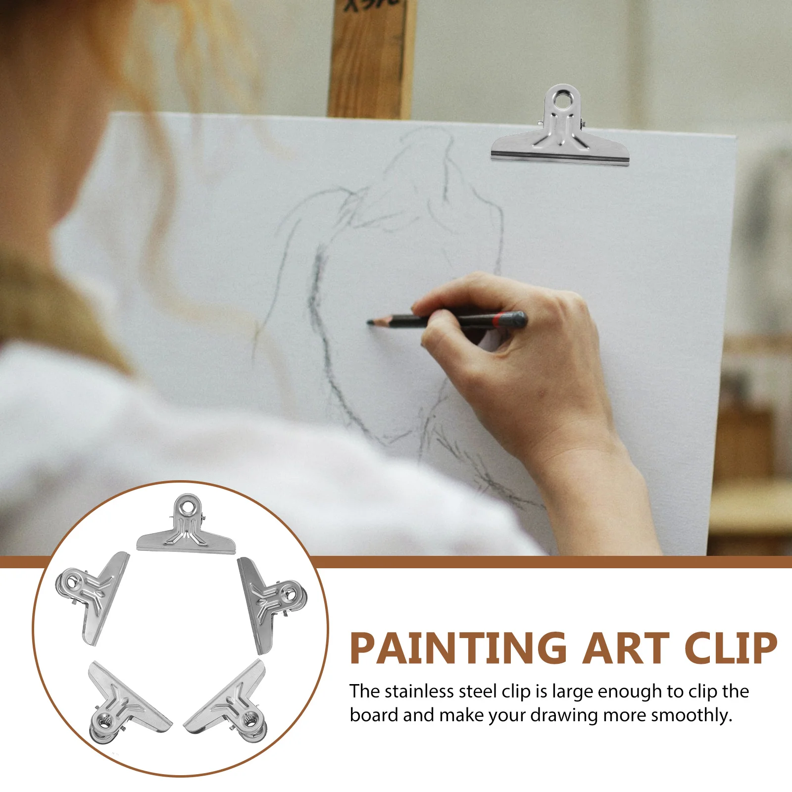 Sketch Fixing Clips Drawing Binder Oil Painting Frame Clamp Stainless Steel Photo Silver