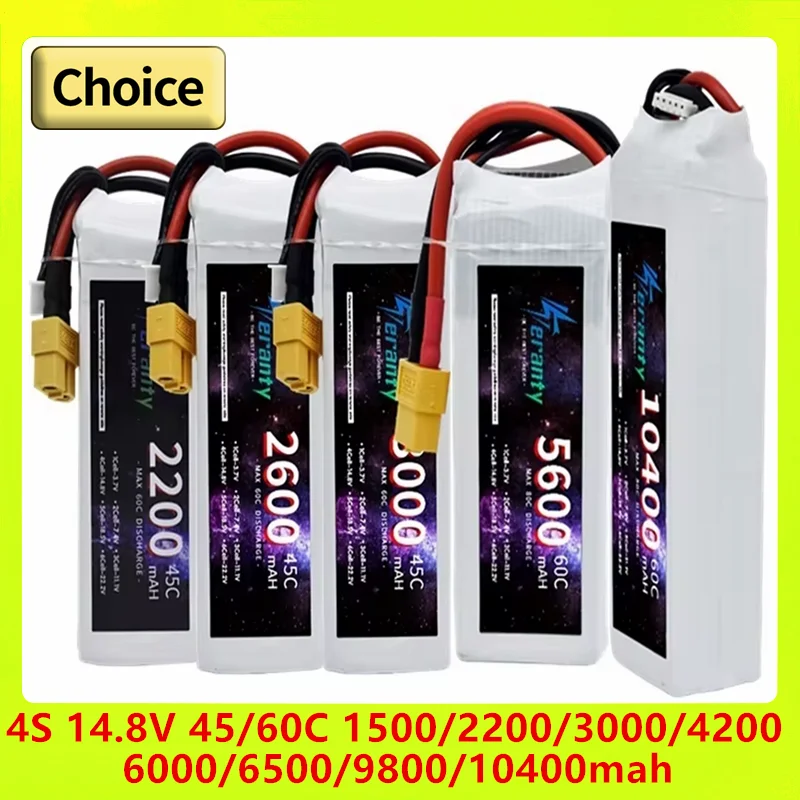 자동차 RC 드론 레이싱 예비 부품용 14.8V RC LiPo 배터리, 4S, 1500mAh, 2200mAh, 3000mAh, 4200mAh, 6000mAh, 6500mAh, 9800mAh, 10400mAh