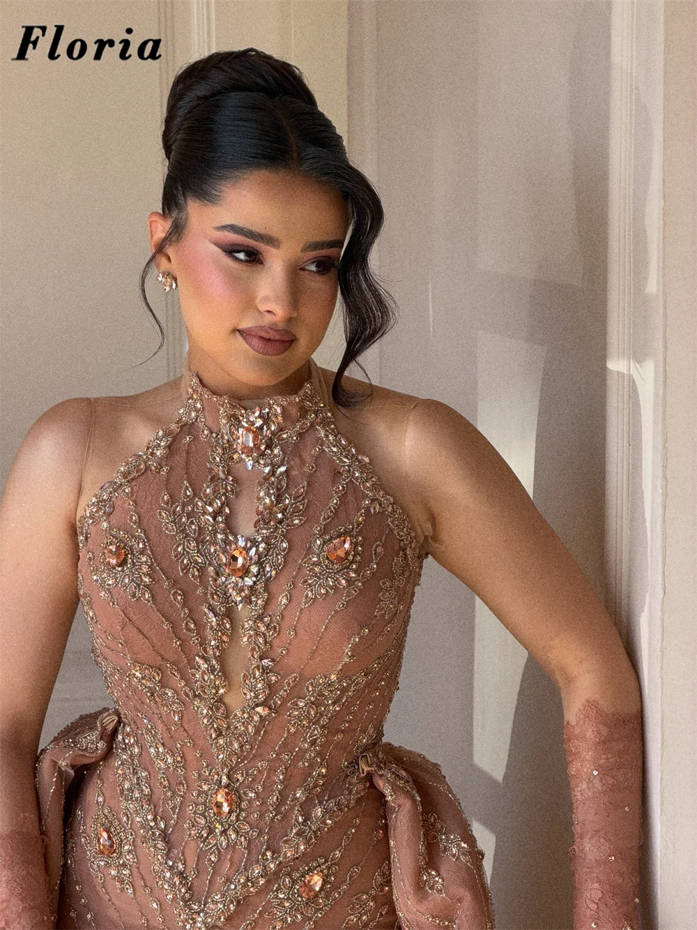 Blush Pink Beaded Evening Dresses With Detachable Skirt Customized Sleeves Prom Dress Wedding Party Gowns Robes De Soirée 2026 view 3