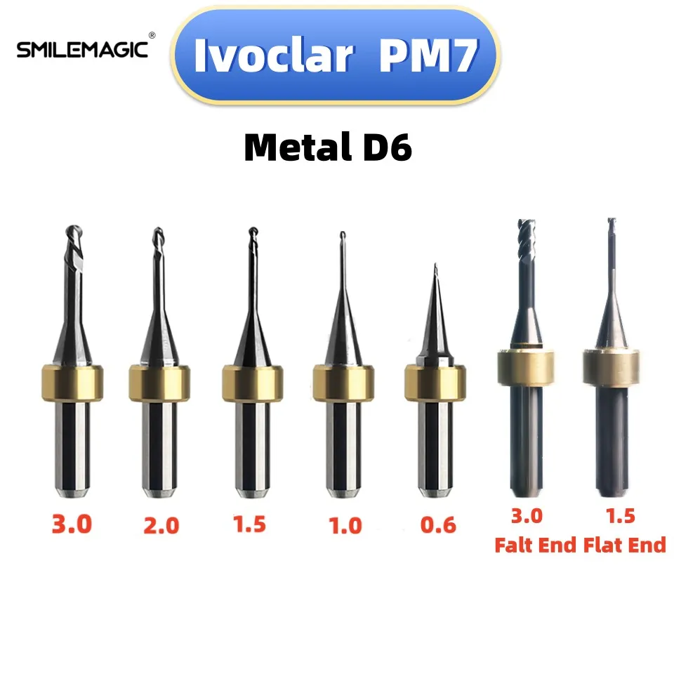 

Metal Milling Burs Cutter for Ivoclar PM7 Metal Needle D6 45mm Materials Griding Tools 0.6/1.0/1.5/2.0/3.0mm