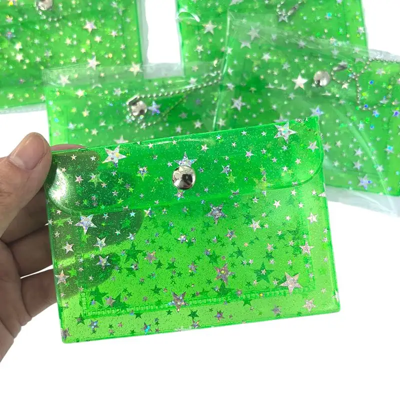 1 Stück Stern-Glitzer Transparenter PVC-Kartenhalter Mini-Münzgeldbörse mit Perlenkette Schlüsselanhänger für Ausweis Tägliche Aufbewahrung Geschenk – Detail 7