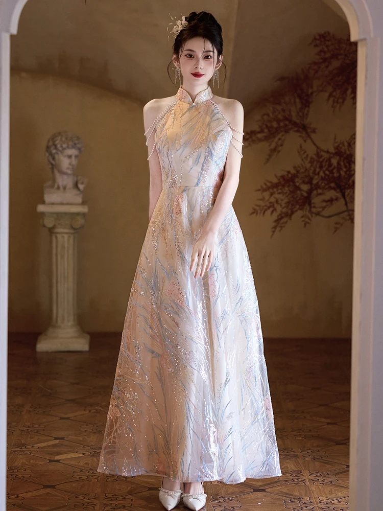 

Ele Evening Gown Women's 2025 New Host Luxury Small ence Ball High-End Feeling Sparkling Dr Adult Ceremony