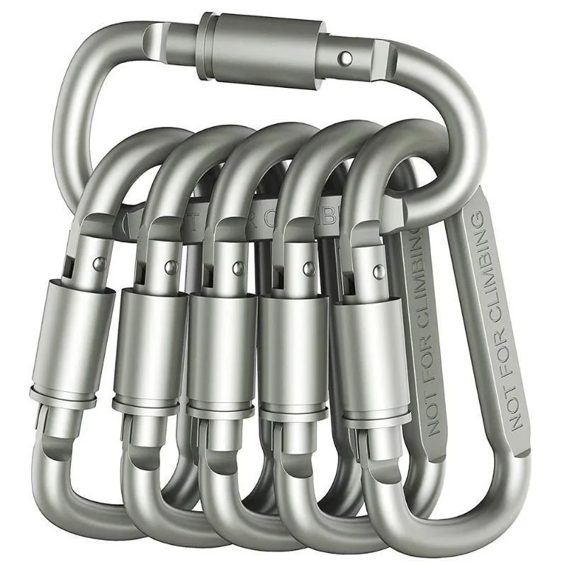 Waffenfarbener Kletterkarabiner, Goldfarbene Aluminiumlegierung Nr. 8 D-förmige Schnellverschluss-Schnallen mit Schlüsselverriegelung, abgeflacht