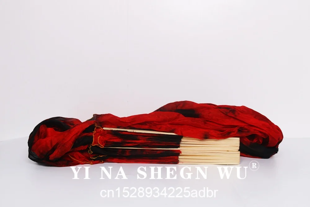 Nowe, barwione w technikę tie-dye, 100% jedwabne wachlarze do tańca brzucha, 1 para ręcznie barwionych jedwabnych wachlarzy do tańca brzucha, długie wachlarze do tańca chińskiego, welony.